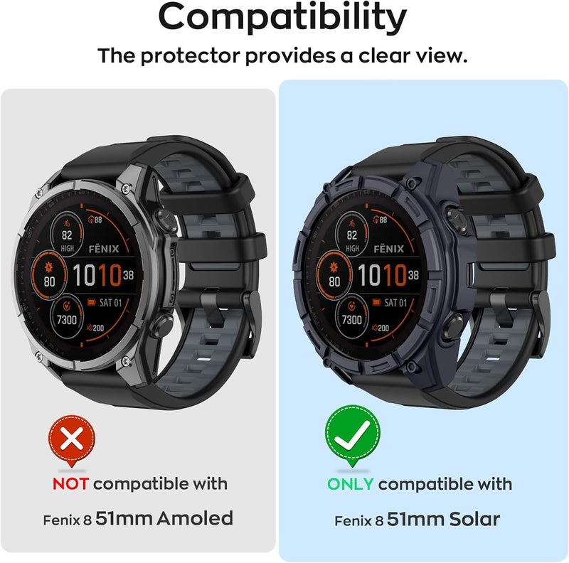 ISABAKE Case Cover Compatible with Garmin Fenix 8 51MM Sloar, Soft and Flexible Anti Drop TPU Bumper Frame Rugged Replacement Protective Cases for Garmin Fenix 8 51MM Solar - Image 3